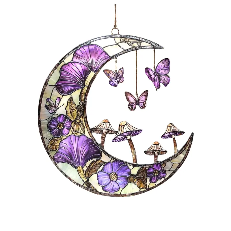 Acrylic Stained Glass Effect Crescent Moon Suncatcher 1