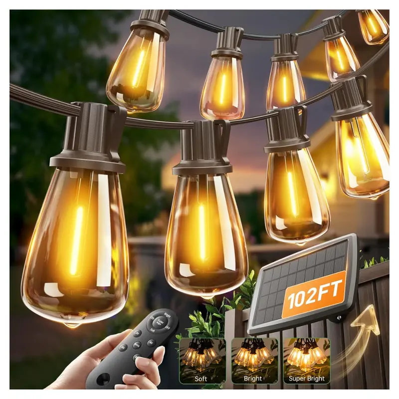 Addlon 102Ft((96+6)) Solar String Lights With 30 Shatterproof Led Bulbs 1