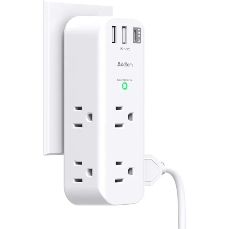 Addtam 3-Sided Surge Protector With 6 Ac 3-Usb Ports (1 Usb C) 1