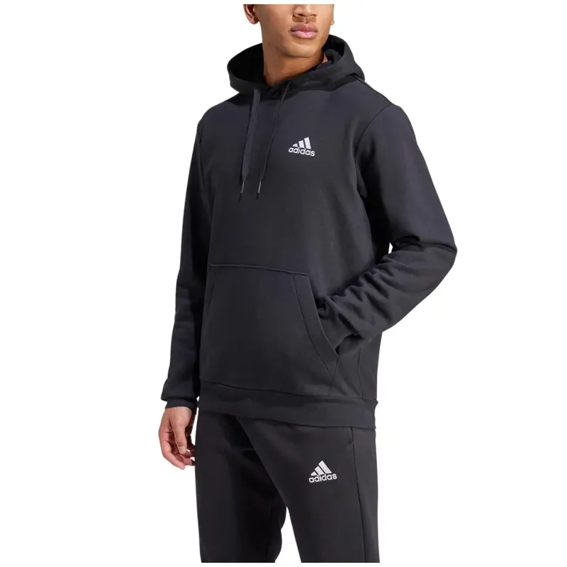 Adidas Men's Essentials Fleece Hoodie (Black/White) 1