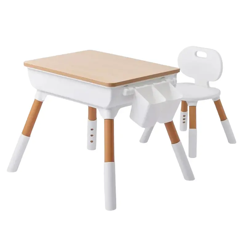 Adjustable Height Ergonomic Toddler Desk & Chair Set W/ Storage 1