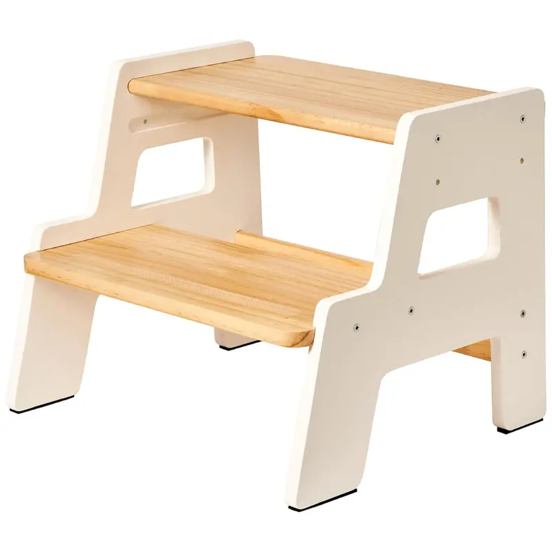 Adjustable Non-Slip Wooden 2-Step Stool For Kids 1
