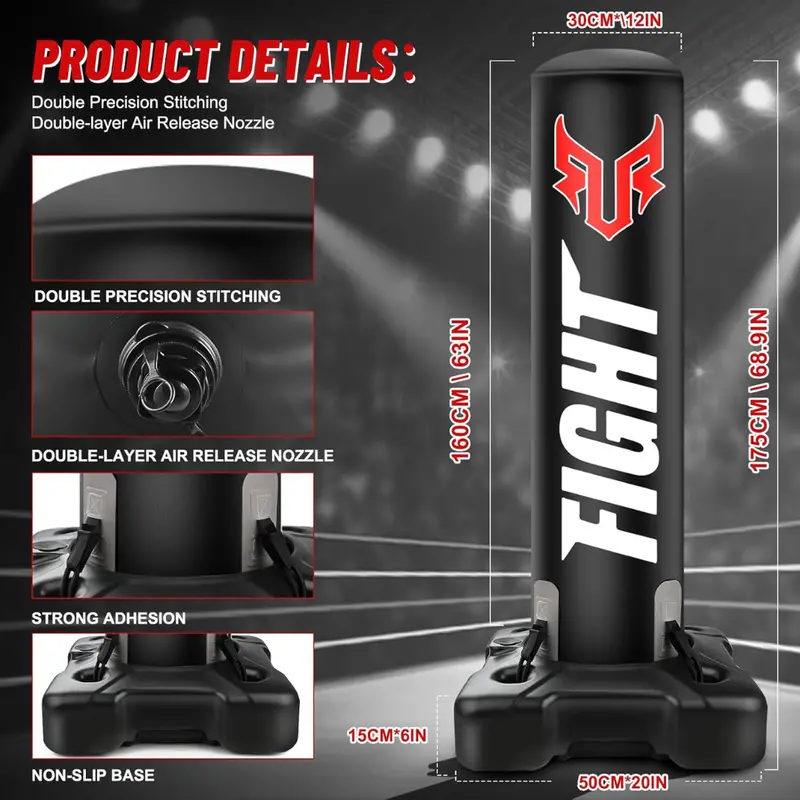 Adults Standing Punching Bag With Stand, Mma Gloves And Pump 1