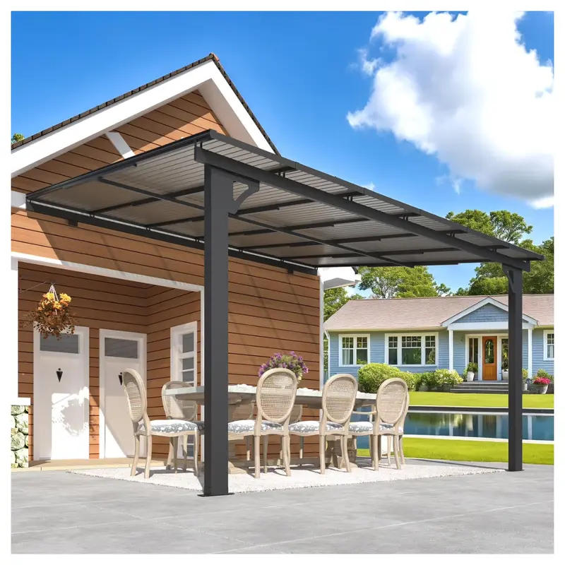Aecojoy 10Ft X 12Ft Wall-Mounted Outdoor Hardtop Gazebo 1