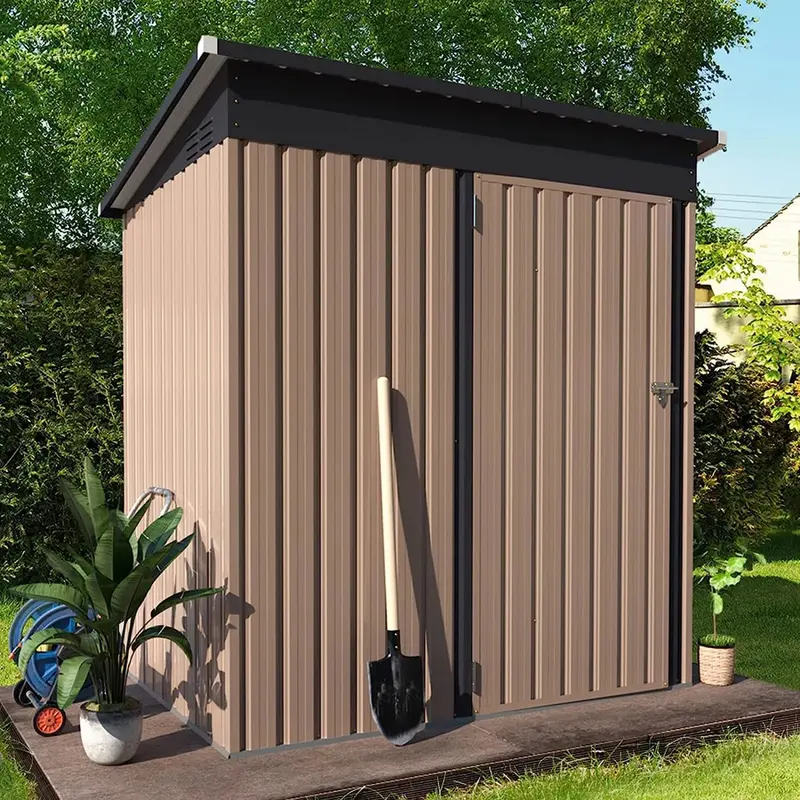 Aecojoy 5 Ft. W X 3 Ft. D Metal Lean-To Storage Shed (Gray) 1