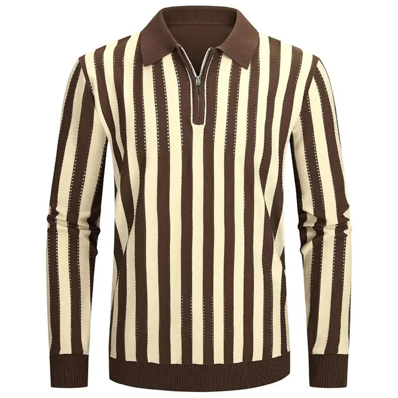 Alex Vando Men's Knit Long Sleeve Polo Shirts 1