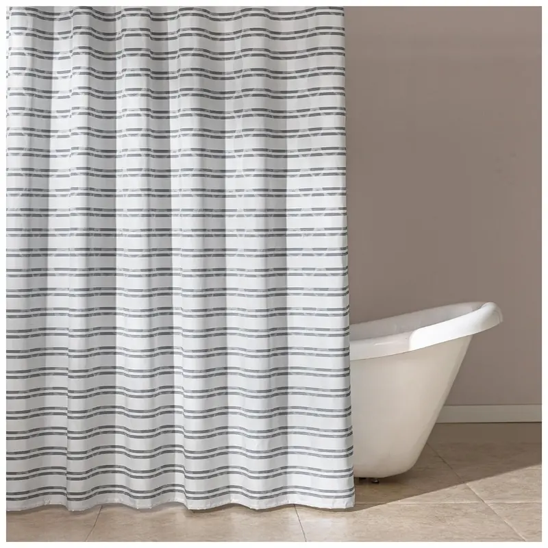 Amazon Basics Geometric Jacquard Fabric Shower Curtain 1
