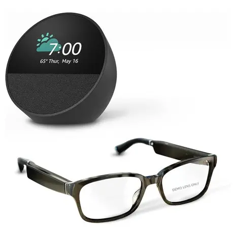 Amazon Echo Frames Smart Glasses & Amazon Echo Spot Smart Alarm Clock Bundle 1