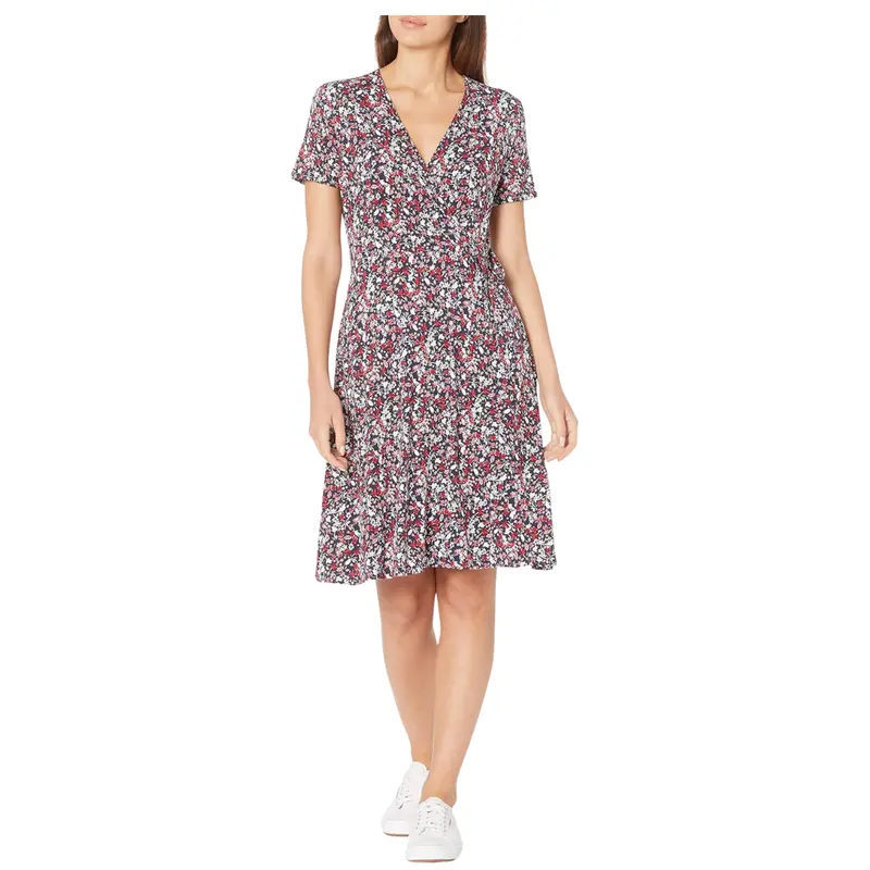 Amazon Essentials Women's Faux-Wrap Floral Dress-L 1