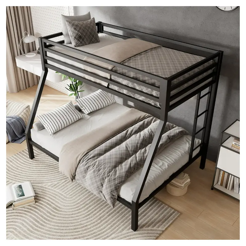 Amolife Twin Over Full Size Metal Bunk Bed With Removable Ladder 1