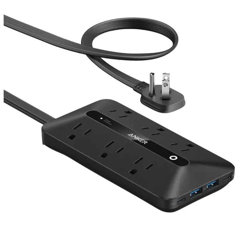 Anker 5-Ft 6-Ac Outlet Flat Plug Power Strip W/ 4-Usb Ports 1