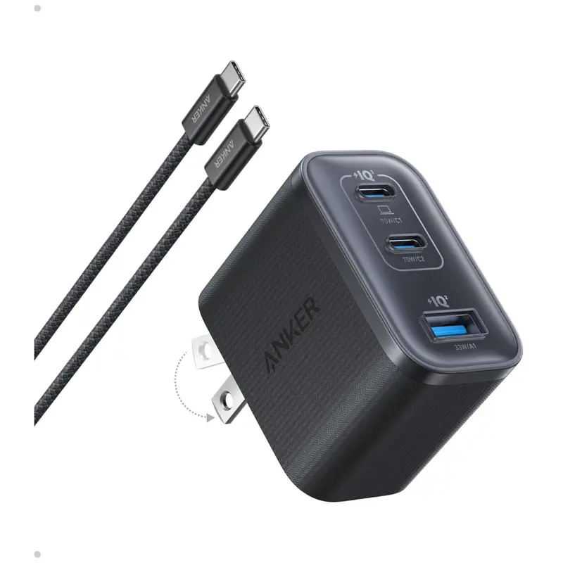 Anker Nano 70W Usb-C 3-Port Charger Block With Cable 1