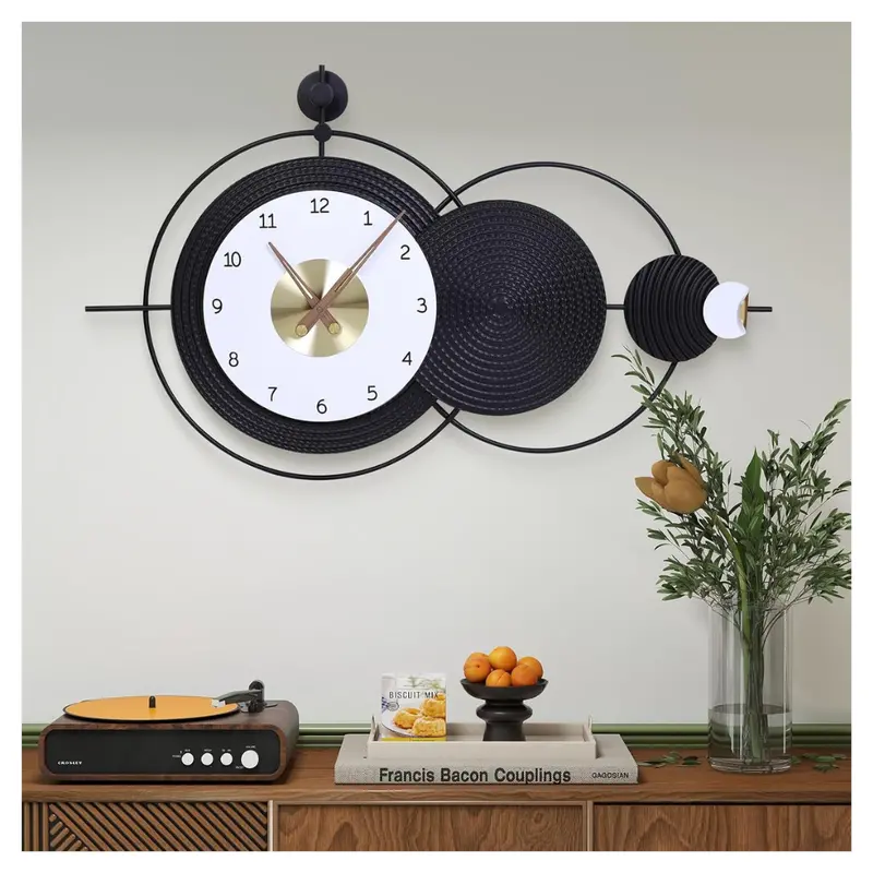 Anmotpe 36.8" X 22" Large Black Modern Wall Clock 1