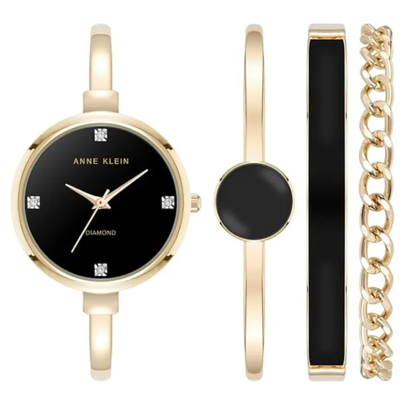 Anne Klein Women's Diamond Accented Watch & Bracelet Set 1