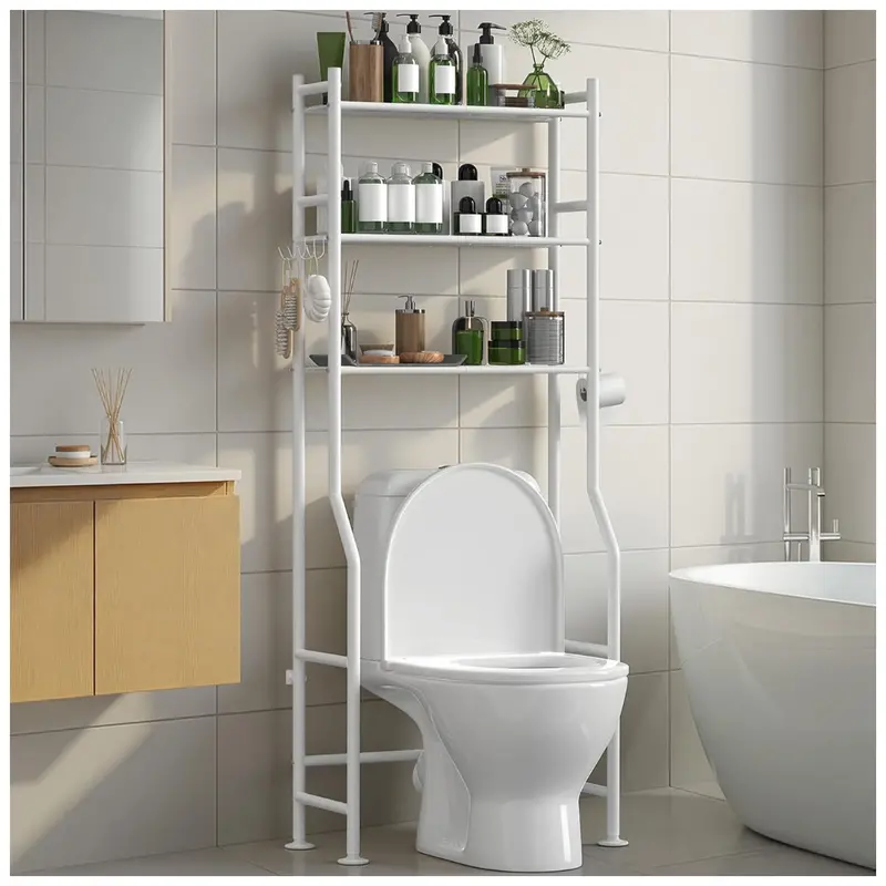 Arisework 3-Tier Over The Toilet Storage W/ Paper Holder & 4 Hooks 1
