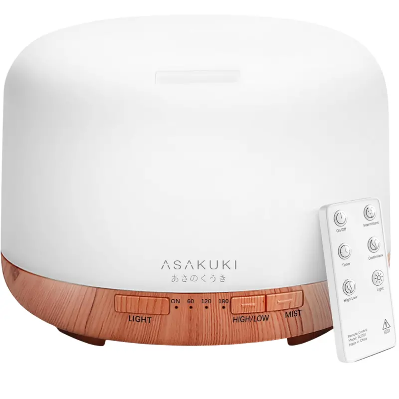 Asakuki 500Ml Aromatherapy Diffuser Humidifier W/ Remote Control & Led Lights 1
