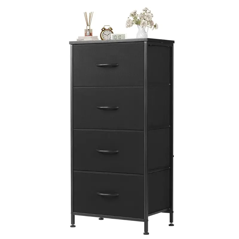 Atilioo 4-Drawer Fabric Dresser With Wood Top & Metal Frame 1
