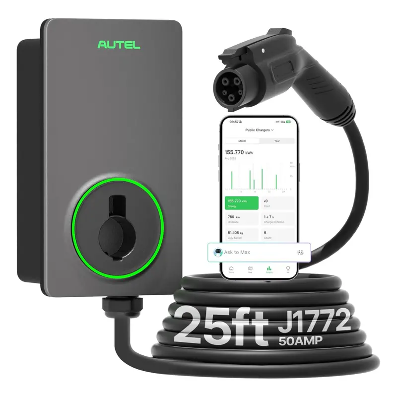 Autel Level 2 Ev Indoor/Outdoor Charging Station W/ 25 Ft Cable (Up To 50A, 240V) 1