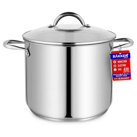 Bakken 16-Quart Stainless Steel Stockpot With Lid 1