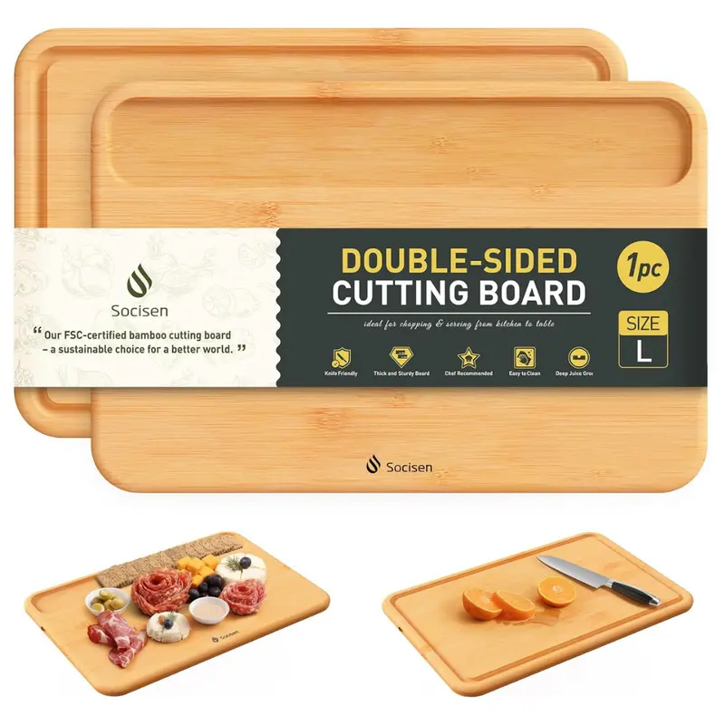 Bamboo Non Toxic Cutting Board With Juice Grooves 1