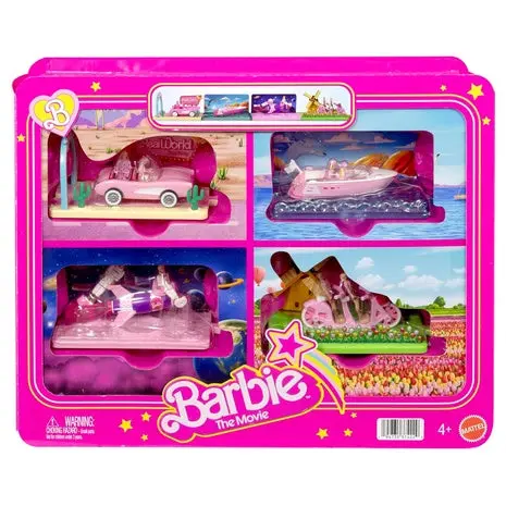 Barbie Mini Land Movie-Inspired Vehicle Collection With Mini Dolls And 4 Vehicles 1
