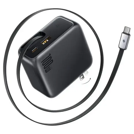 Baseus 100W Usb-C Charger With Retractable Cable 1