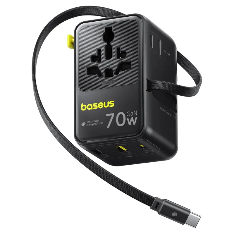 Baseus 70W 6-In-1 Universal Travel Adapter With Usb-C Cable 1