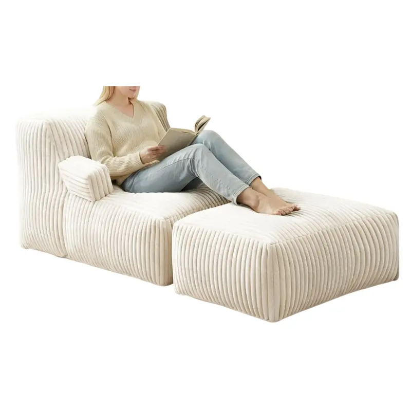 Bean Bag Sofa Chair With Memory Foam Filled And Armrests 1