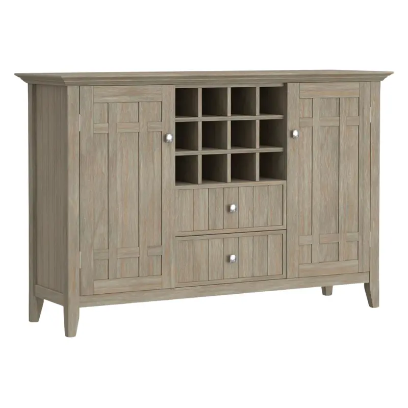 Bedford 54" Wide Solid Wood 3-Door Sideboard Buffet W/ Wine Rack 1