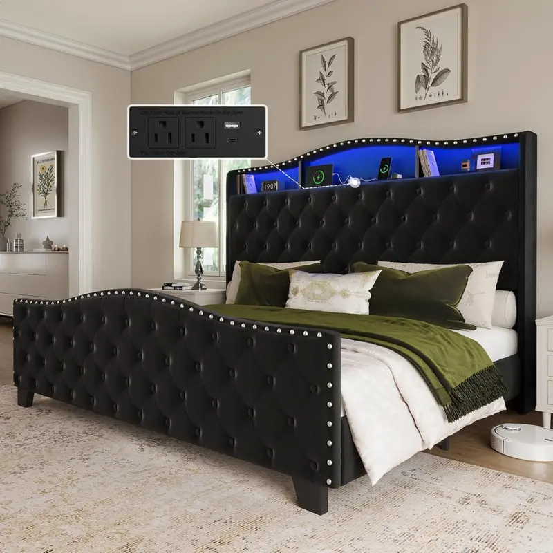 Belffin 50.9" King Size Bed Frame And Headboard 1