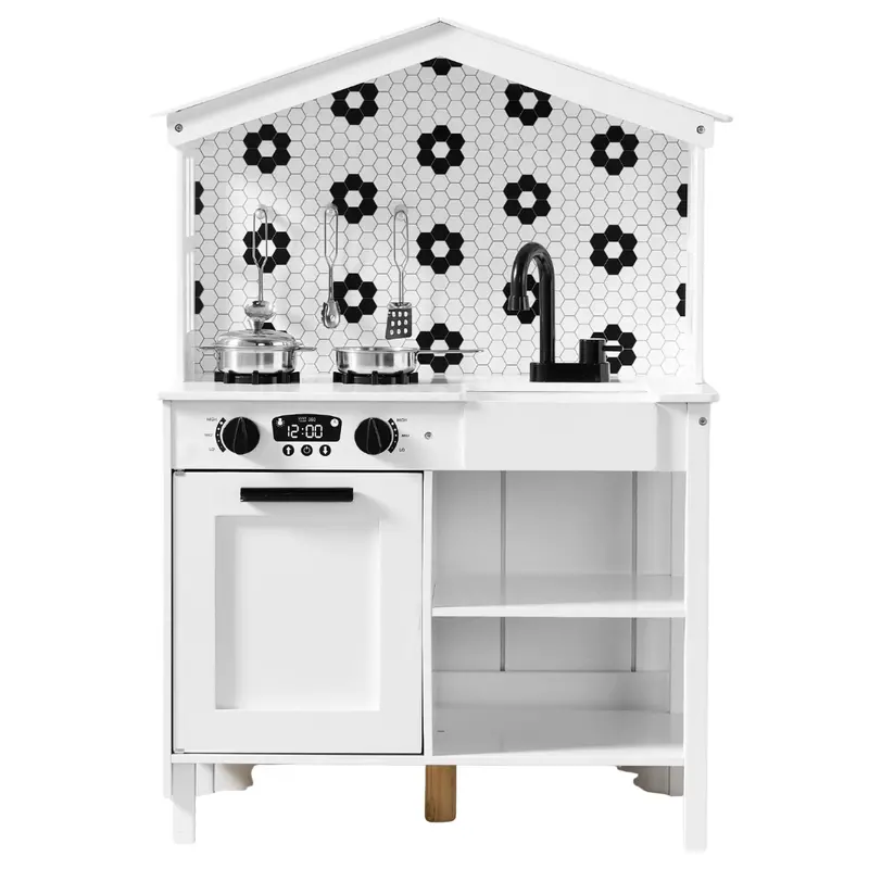 Best Choice Products Pretend Play Wooden Farmhouse Kitchen Set 1