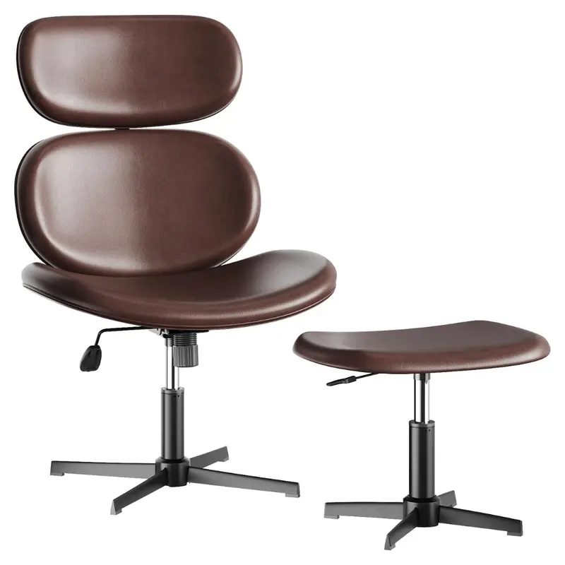 Bestier Swivel Modern Armless Ergonomic Chair With Ottoman (2 Colors) 1