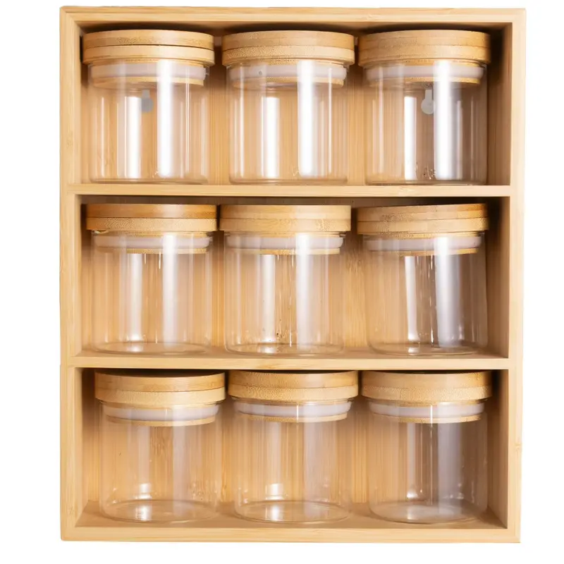 Better Homes & Gardens Bamboo Holder W/9 Spice Jars 1