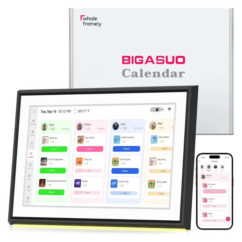 Bigasuo 10.1" Touch Display Smart Digital Calendar & Planner 1