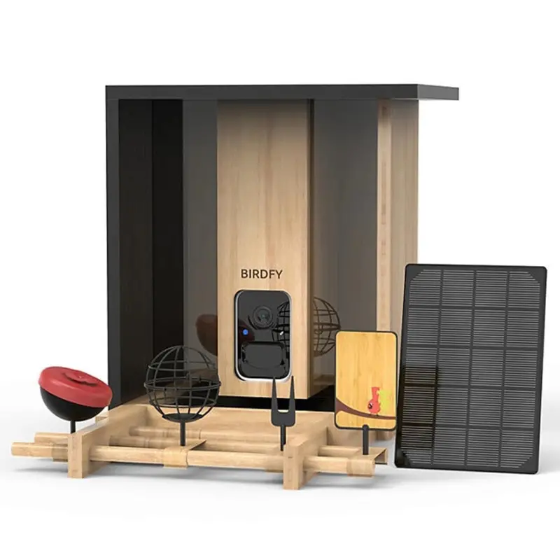 Birdfy Ni-8408 Bamboo Bird Feeder With Camera & Solar Power Panel 1