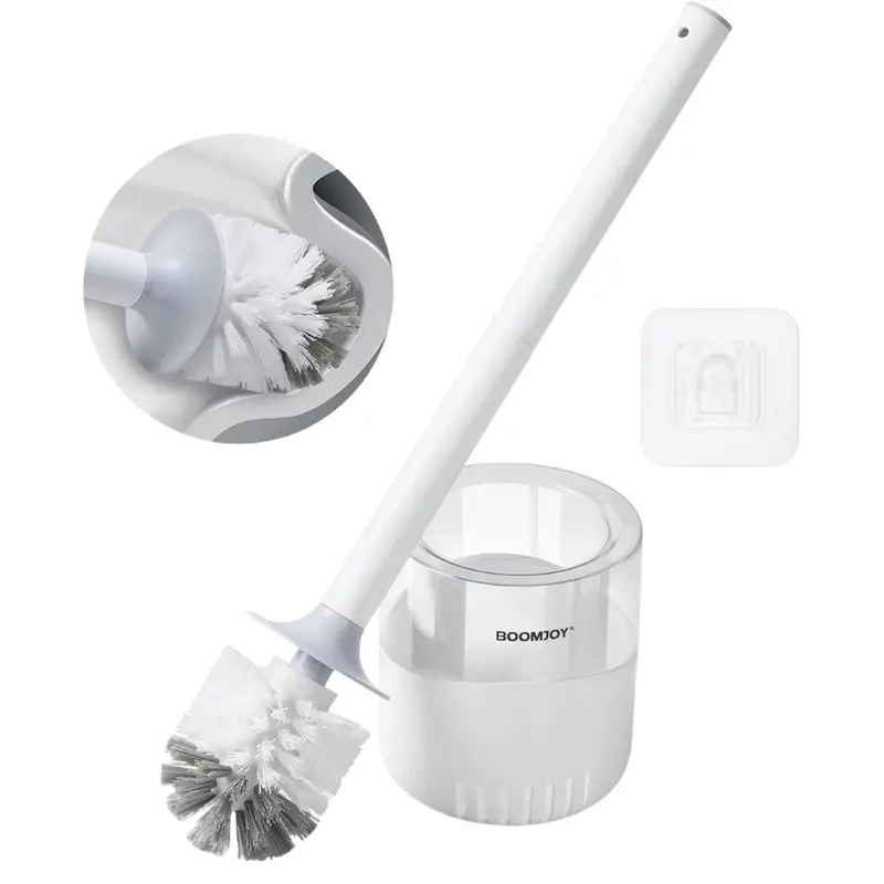 Boomjoy Toilet Bowl Brush And Holder W/ Dense Bristles & Clear Base 1