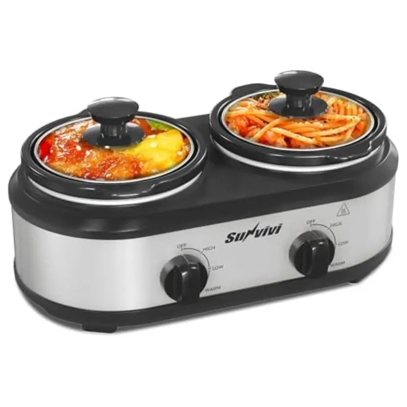 Buffet Server & Food Warmer Small Mini Dual Slow Cooker 1