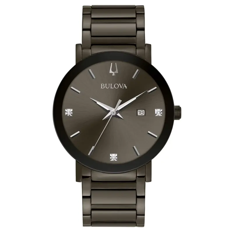 Bulova Men's Gray Stainless Steel Diamond Watch 1