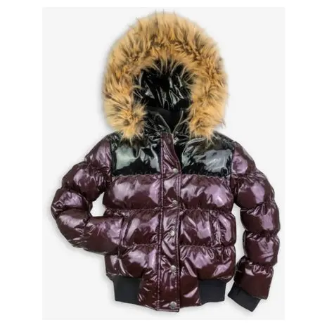 Burgundy/Black Puffer Coat 1
