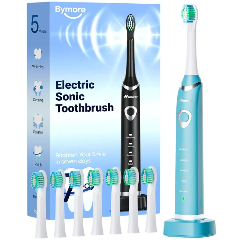 Bymore Sonic Electric Toothbrush With 8 Heads 1