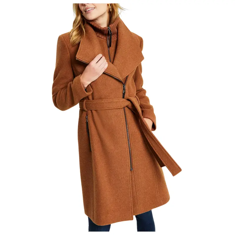 Calvin Klein Womens Wool Blend Belted Wrap Coat (Various) 1