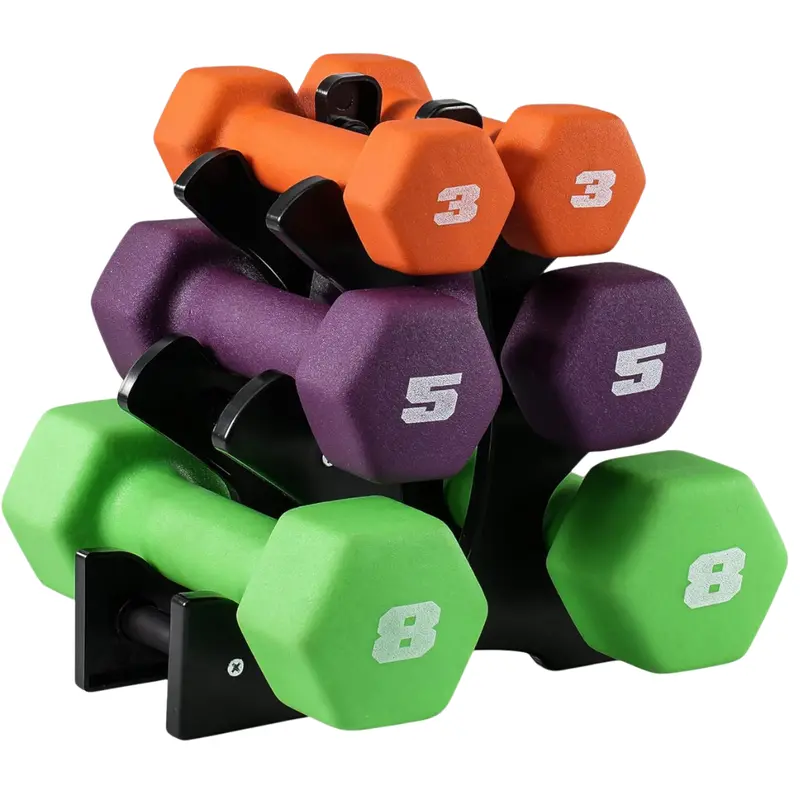 Cap 32 Lb Set Of Neoprene Dumbbells With Rack 1
