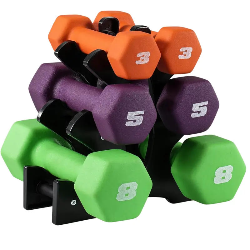 Cap 32 Lb Set Of Neoprene Dumbbells With Rack 1
