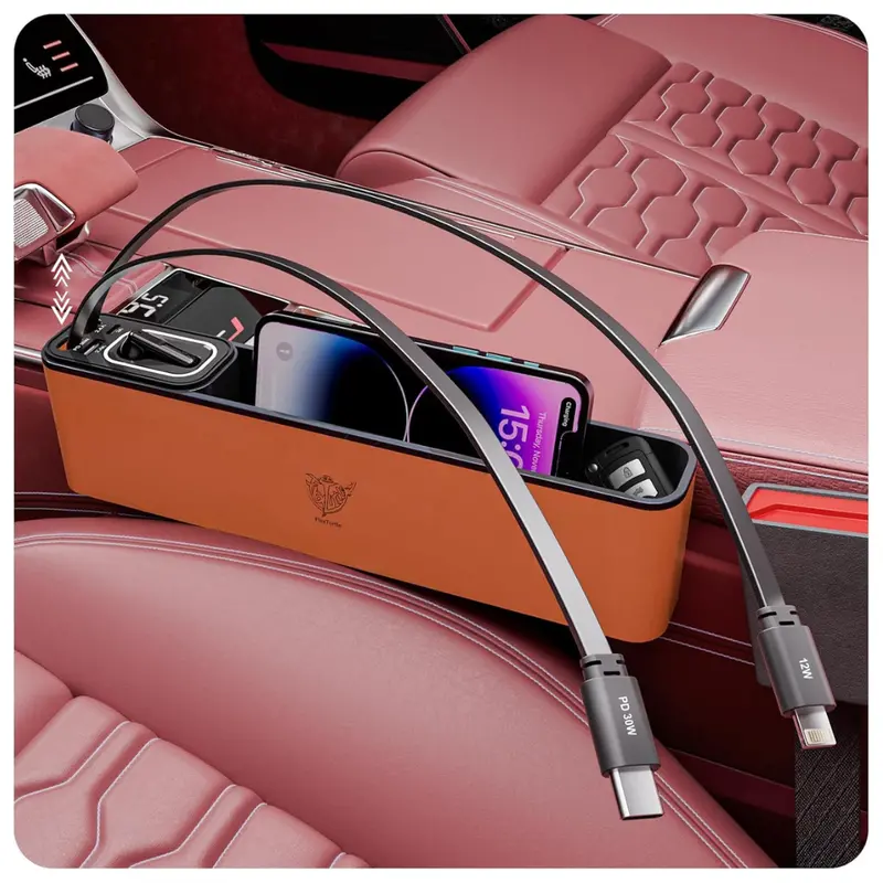 Car Seat Gap Filler Organizer With Charger 1