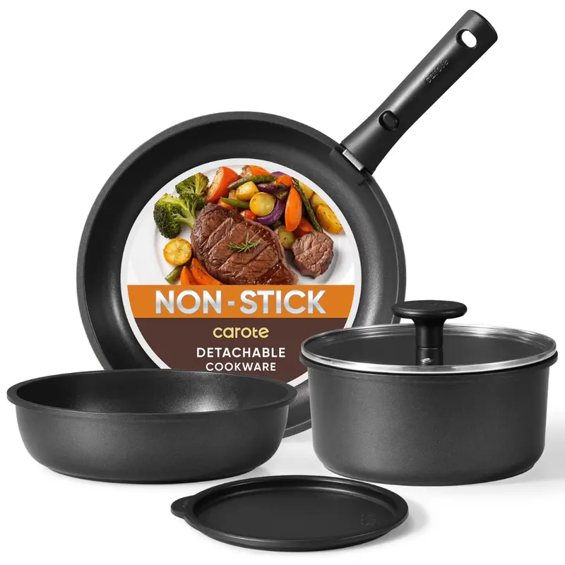 Carote 17-Piece Nonstick Cookware Set With Removable Handle 1