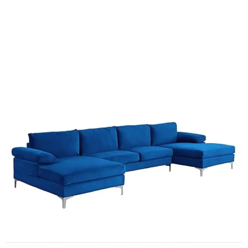 Casa Andrea Milano Modern Velvet Fabric U-Shape Sectional Sofa 1