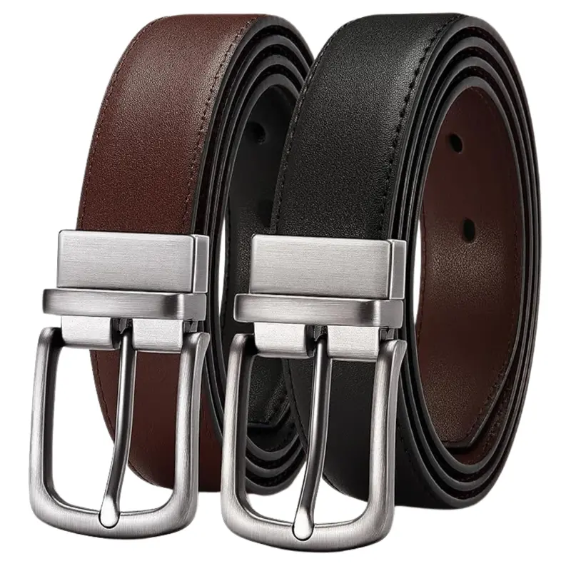 Chaoren Men's Reversible Leather Belt (1.25") 1