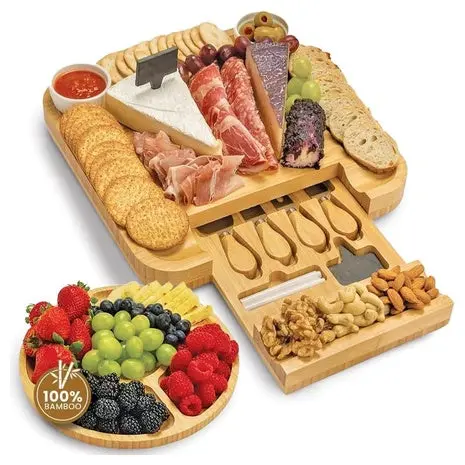Charcuterie Board With Knife Set, Accessories & Drawer 1