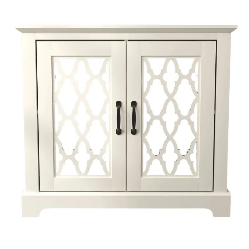 Chessani 32'' Tall 2 Door Mirrored Accent Cabinet (29.3'' H X 32.4'' W X 15.7'' D) 1