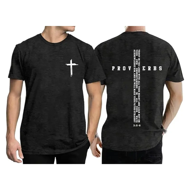 Christian Men's Faith Cross Bible Verse Inspirational Graphic T-Shirt (Various) 1